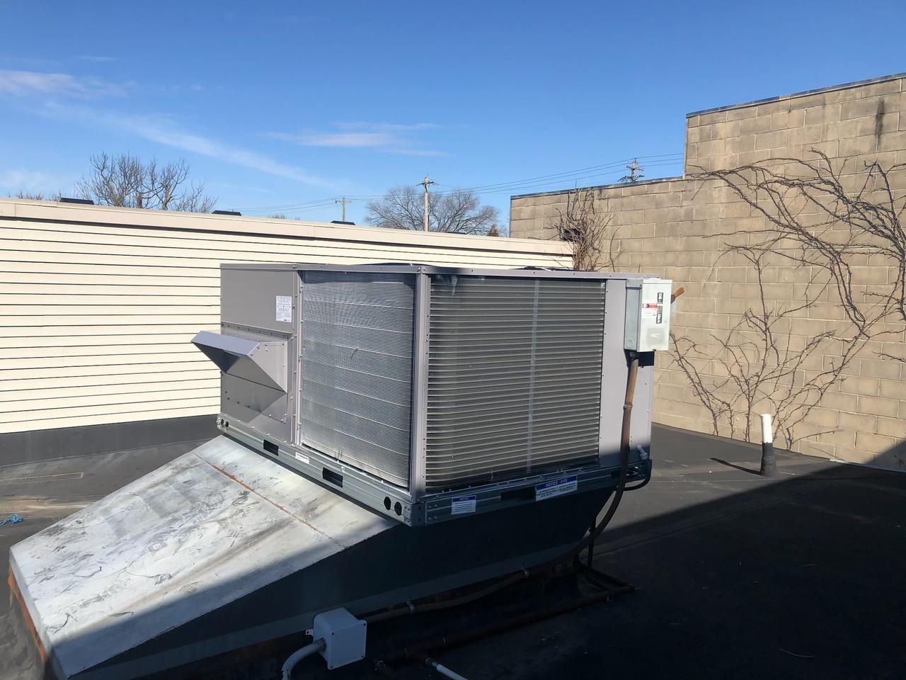 Commercial rooftop HVAC unit installation